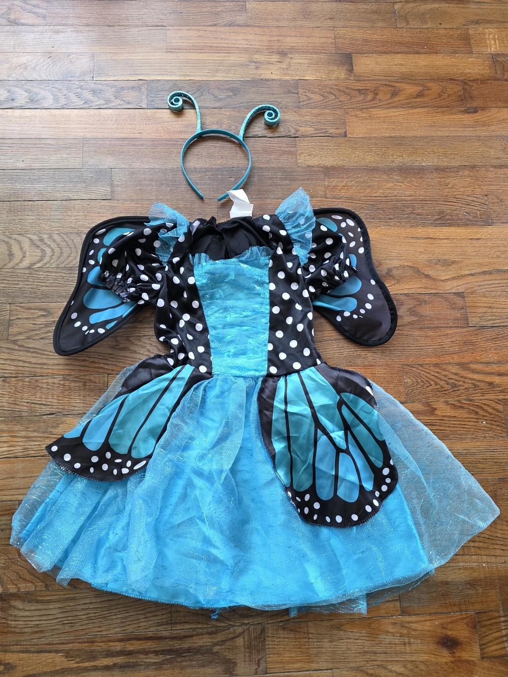 Turquoise Butterfly Kids Halloween Costume with Antenna Headband